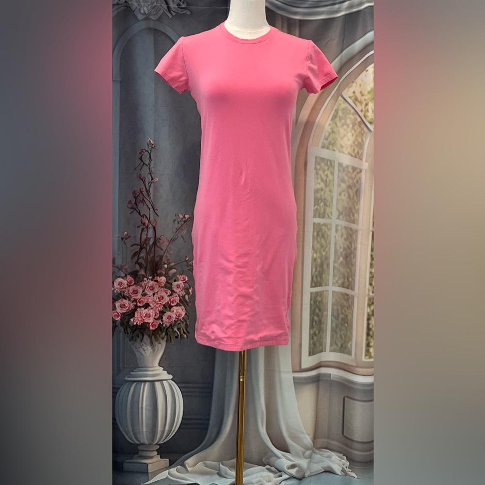 ATM Size:M  Women Pink 94% Pima Cotton Baby Tee Dress Short Sleeve Excellent